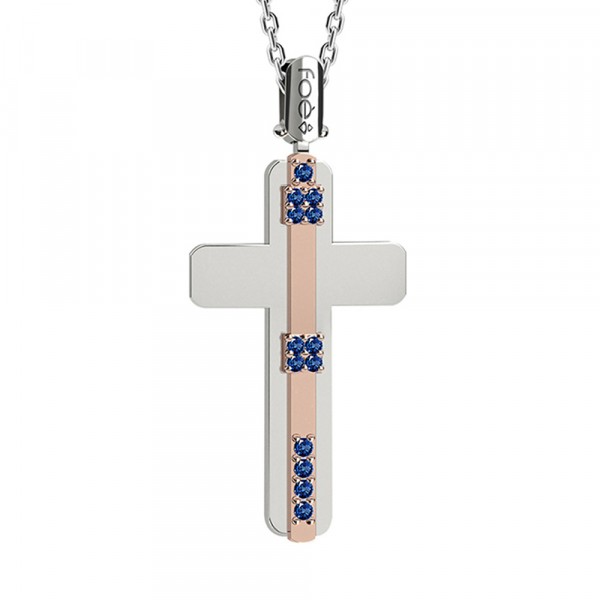 Croce in oro 750% con zaffiri