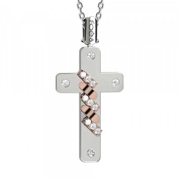 Croce ion oro 750% con diamanti bianchi