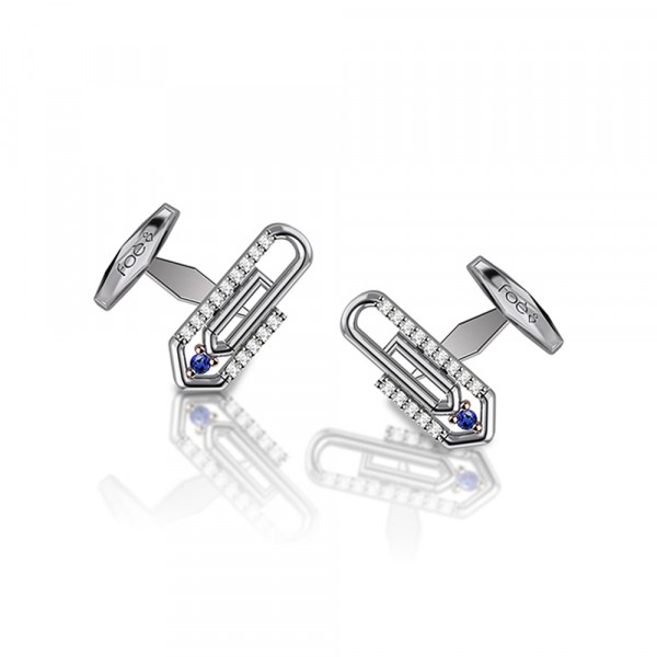 Gemelli in oro 750% con diamanti e zaffiri