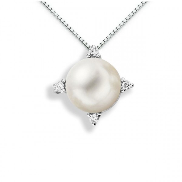 Pendente in oro 750% con diamanti e perla