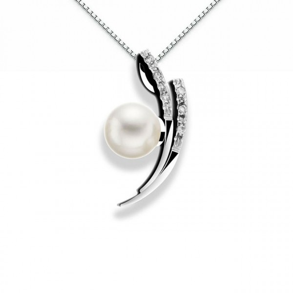 Pendente in oro 750% con diamanti e perla