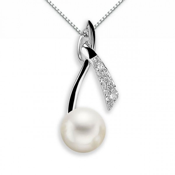 Pendente in oro 750% con diamanti e perla