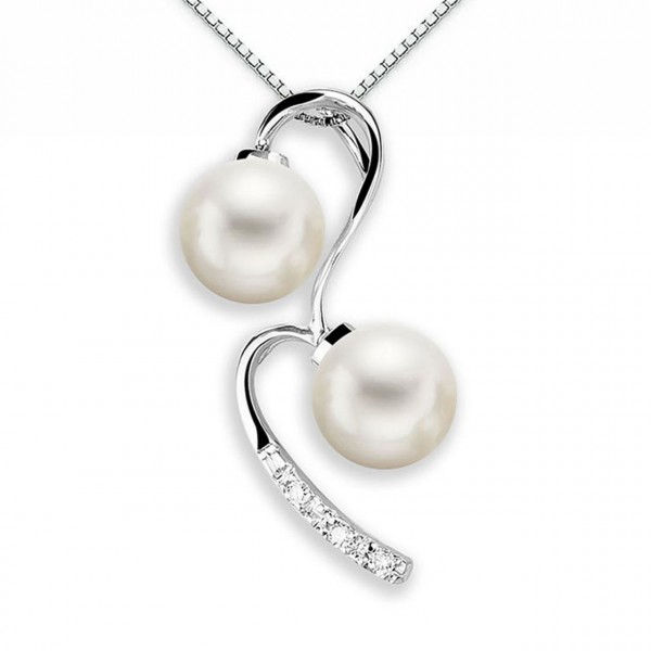 Pendente in oro 750% con diamanti e perla