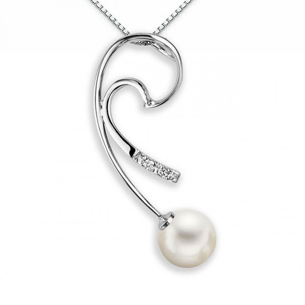 Pendente in oro 750% con diamanti e perla