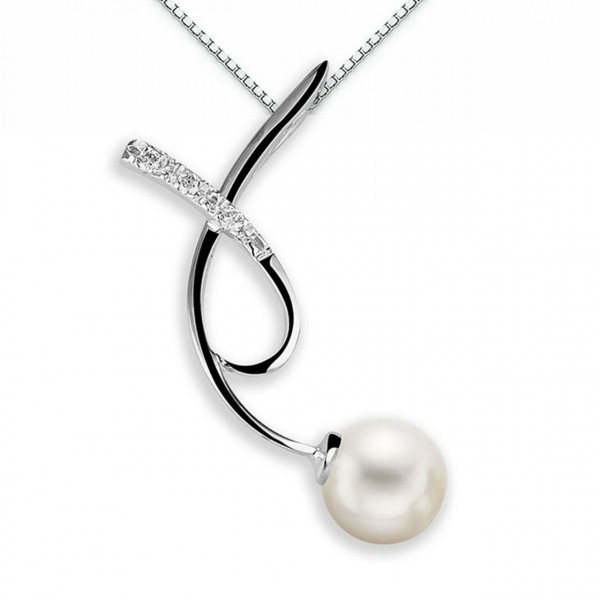 Pendente in oro 750% con diamanti e perla