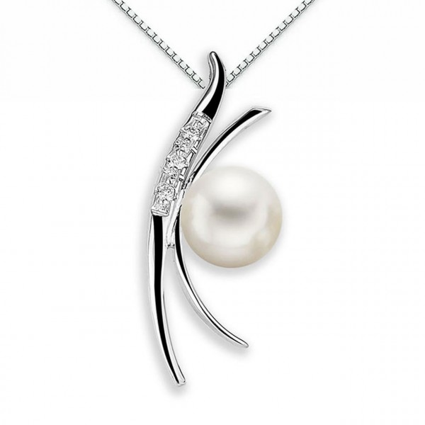 Pendente in oro 750% con diamanti e perla