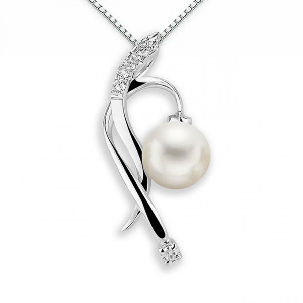 Pendente in oro 750% con diamanti e perla