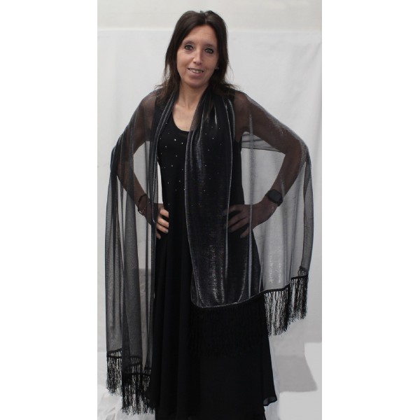 STOLA LUREX SETA NERO 70X200