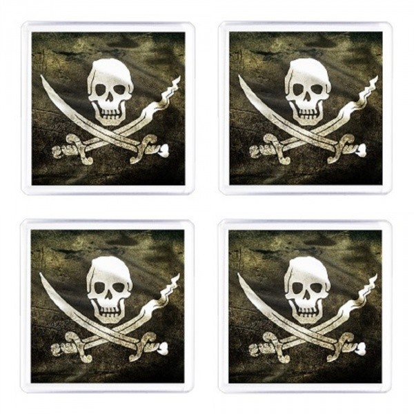 set 4 sottobicchieri Pirati bandiera 